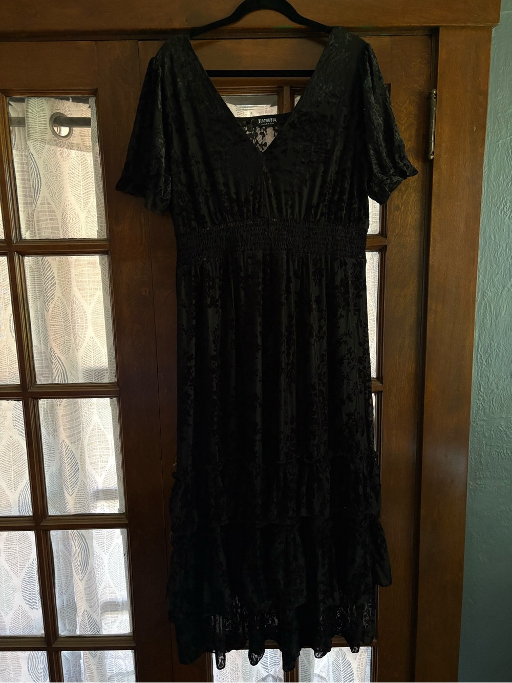 NWT Disturbia Lilias Devoré Tiered Maxi Dress Black Floral Velvet Burnout US 14 - Picture 6 of 16